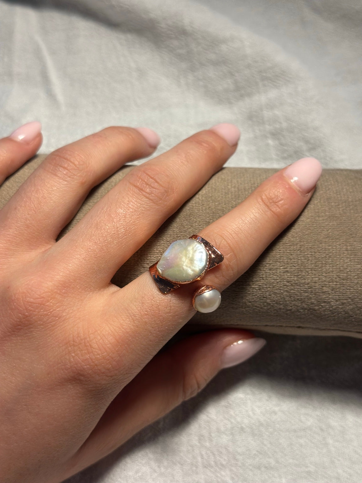 Mother of Pearl Copper Ring