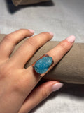 Blue Druzy Copper Ring