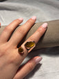 Tiger Eye Double Stone Copper Ring