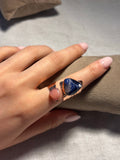 Sodalite & Pink Stone Copper Ring