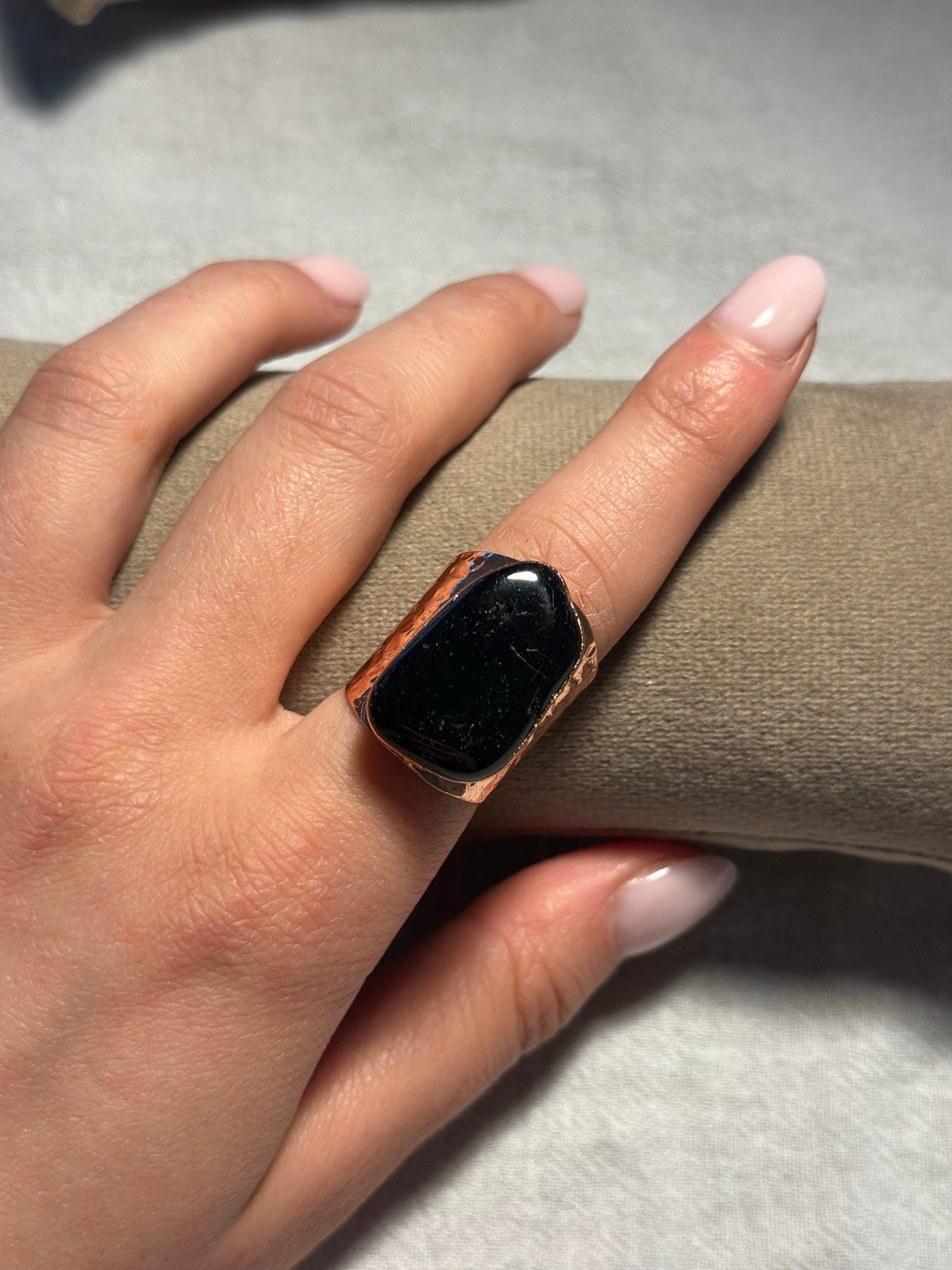 Black Onyx Copper Ring