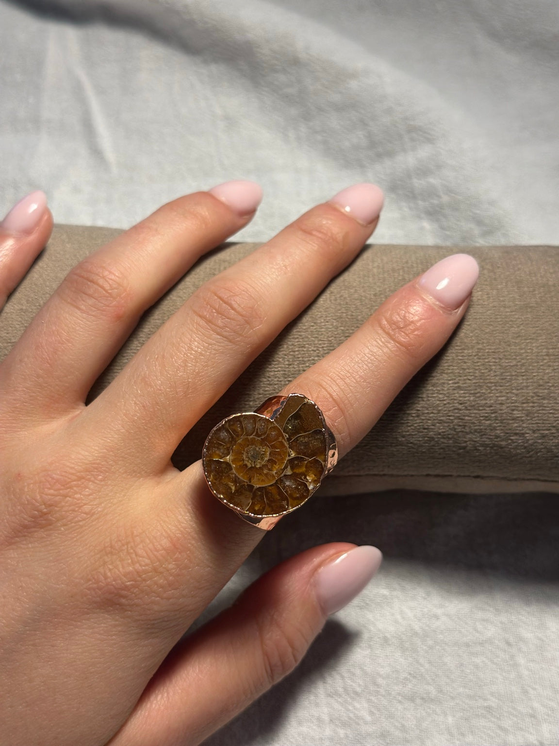 Ammonite Fossil Copper Ring