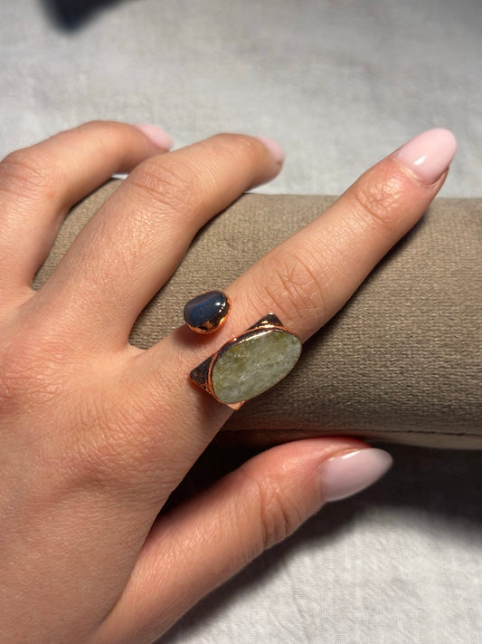 Green & Blue Stone Copper Ring