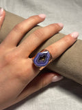Purple Agate Druzy Copper Ring