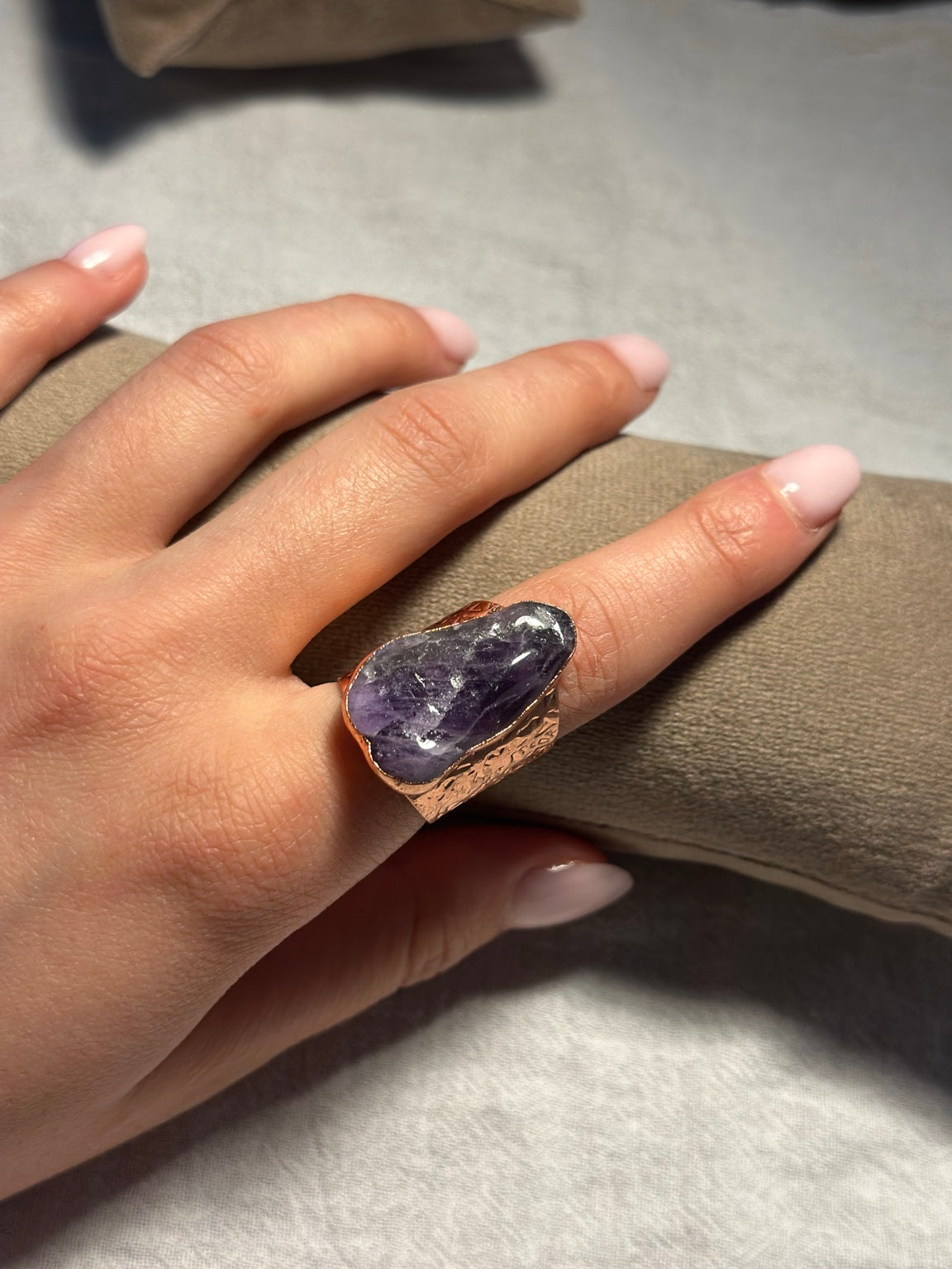 Amethyst Statement Copper Ring