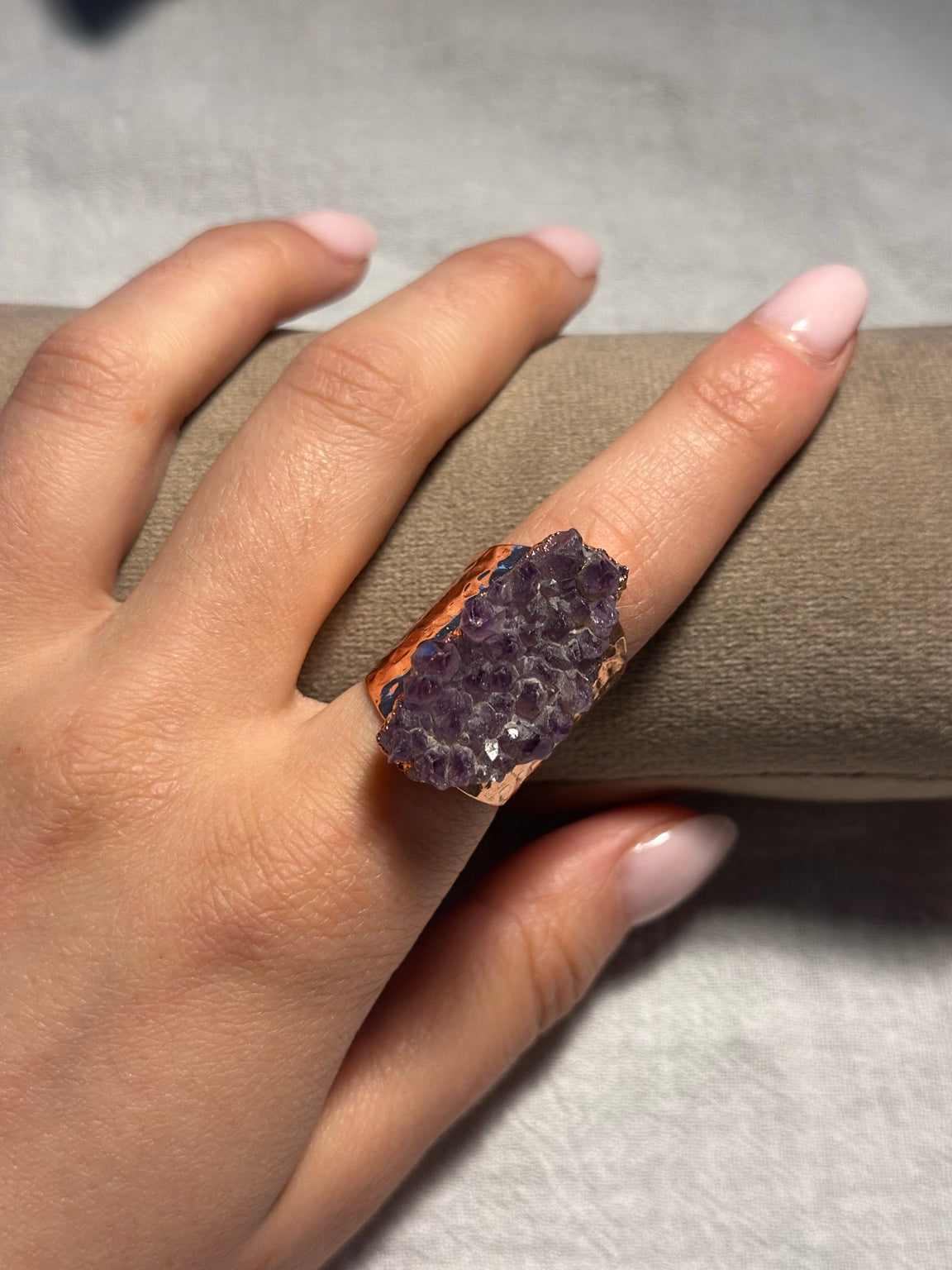 Amethyst Druzy Copper Ring