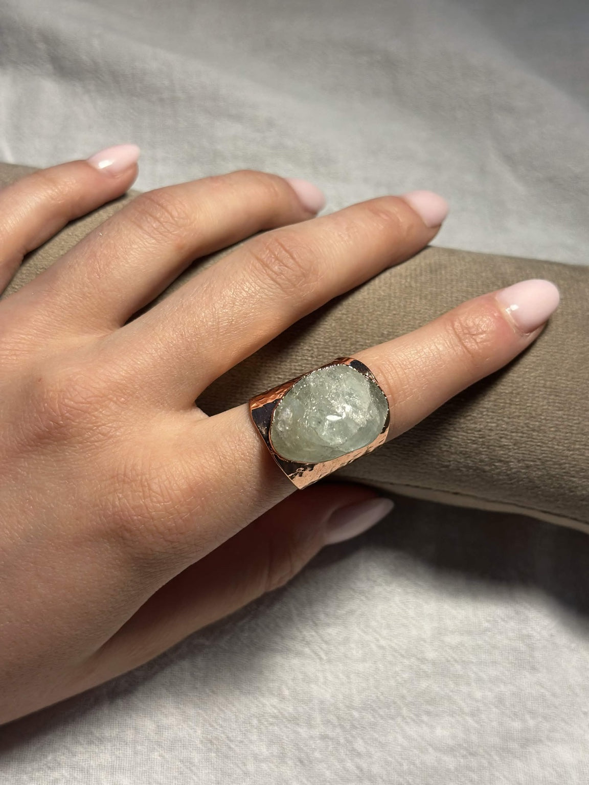 Green Stone Copper Ring