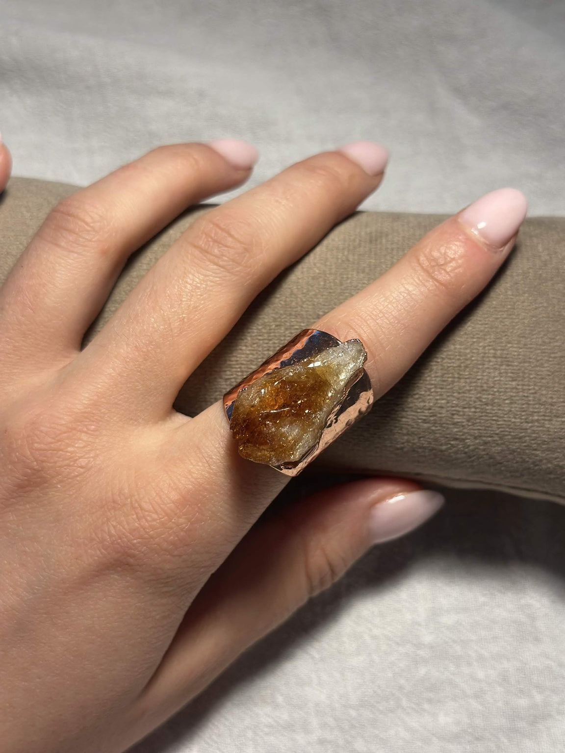 Golden Citrine Copper Ring