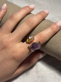 Amethyst and Citrine Copper Ring Set