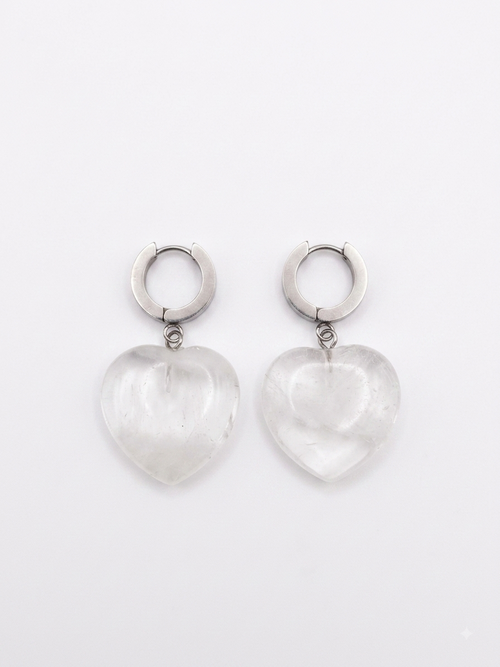 Clear Quartz Heart Earrings