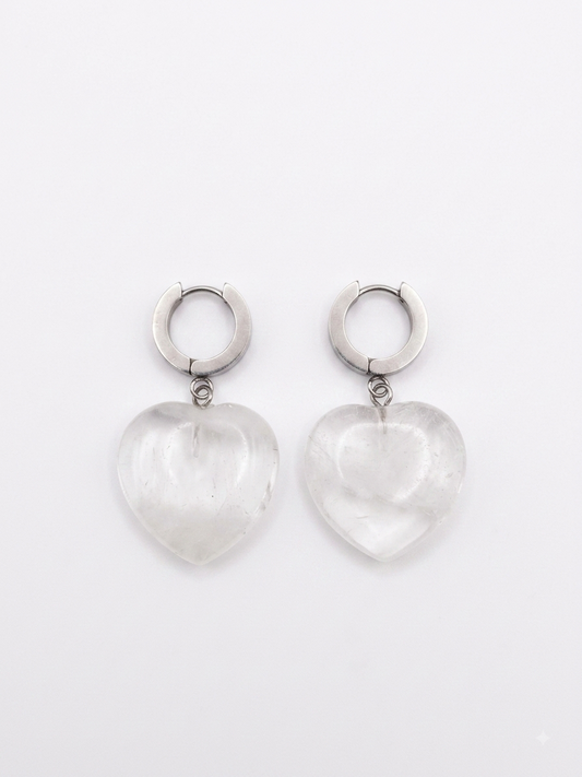 Clear Quartz Heart Earrings