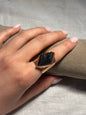 Raw Black Tourmaline Copper Ring