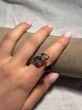 Rhodonite & Black Stone Copper Ring