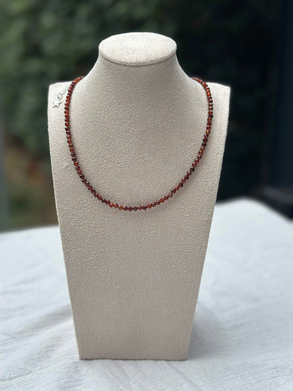 Burgundy faceted beaded necklace