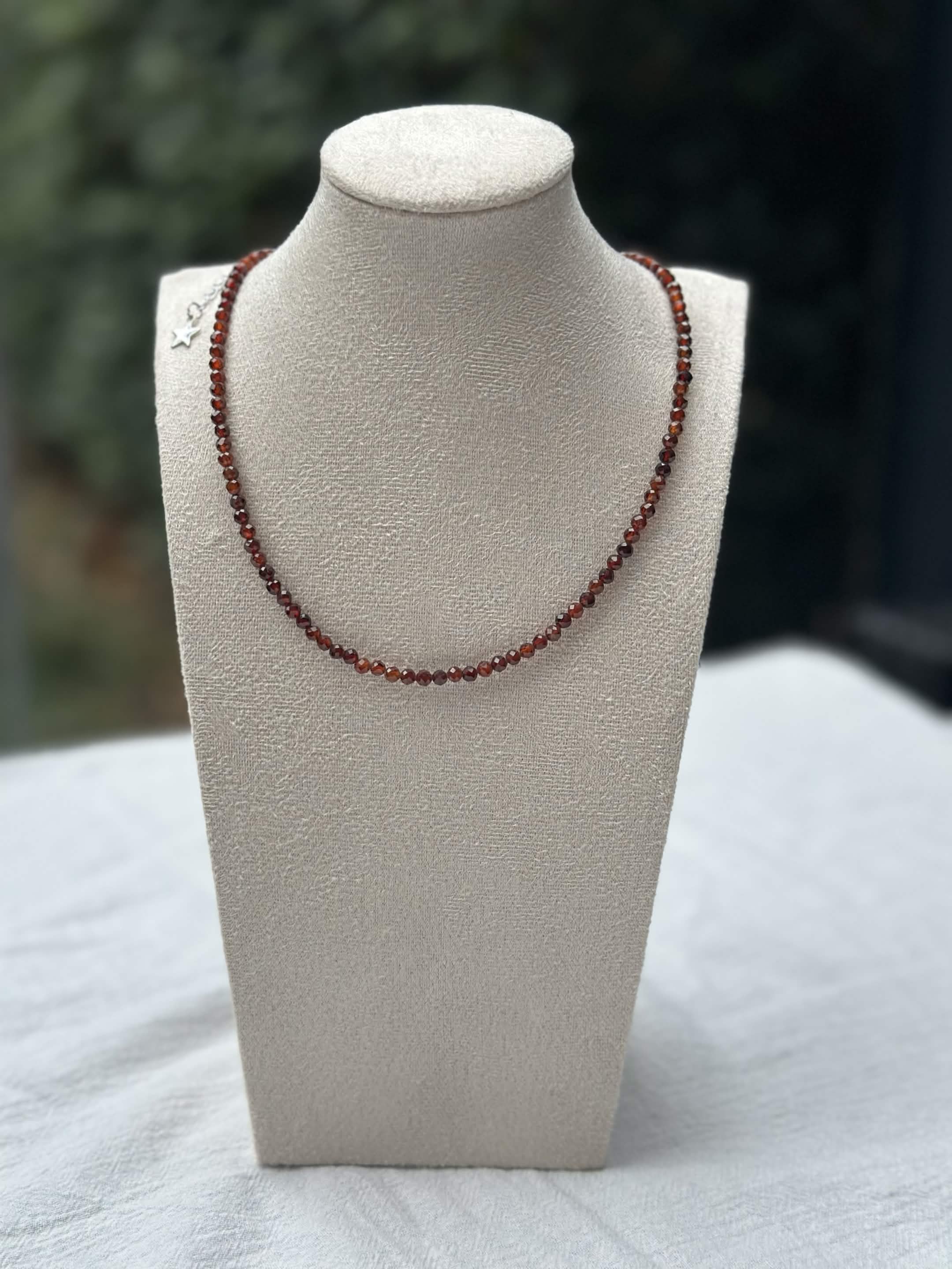 Burgundy faceted beaded necklace