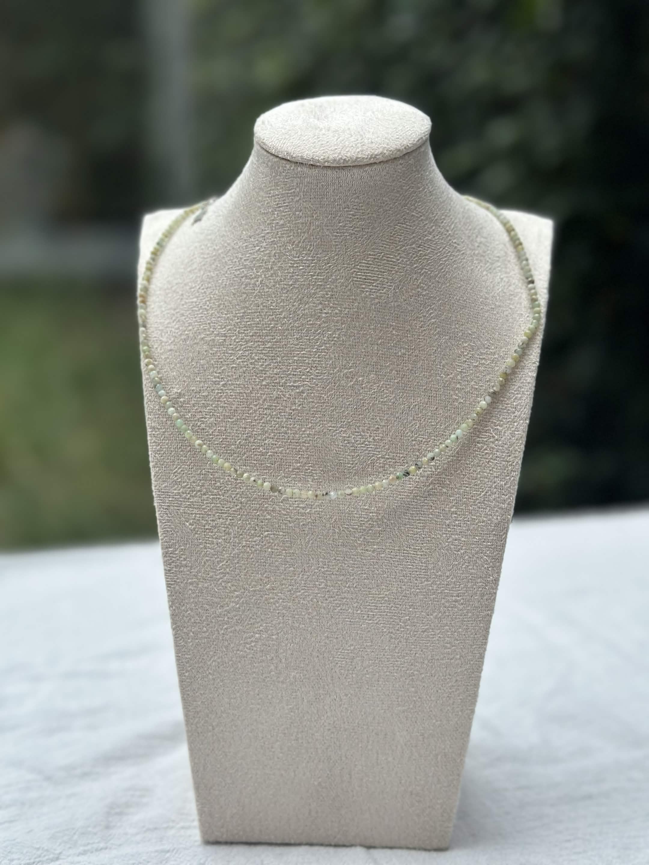 Pale green beaded necklace