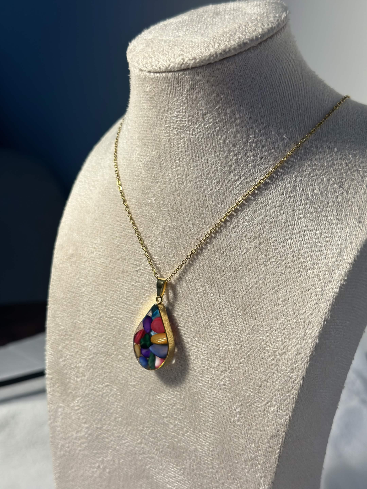 Multicolor Teardrop Stone Necklace