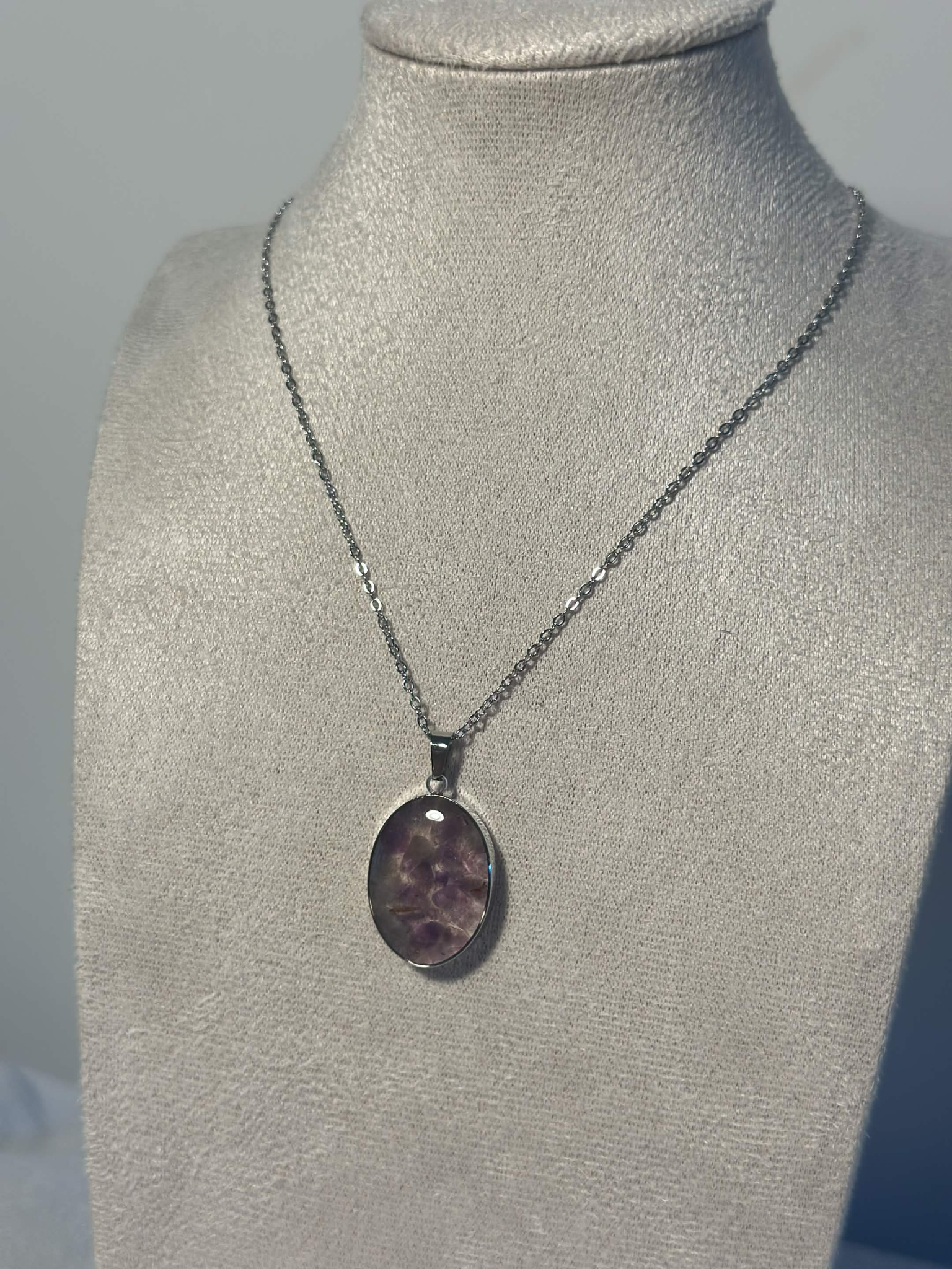 Purple Oval Stone Necklace