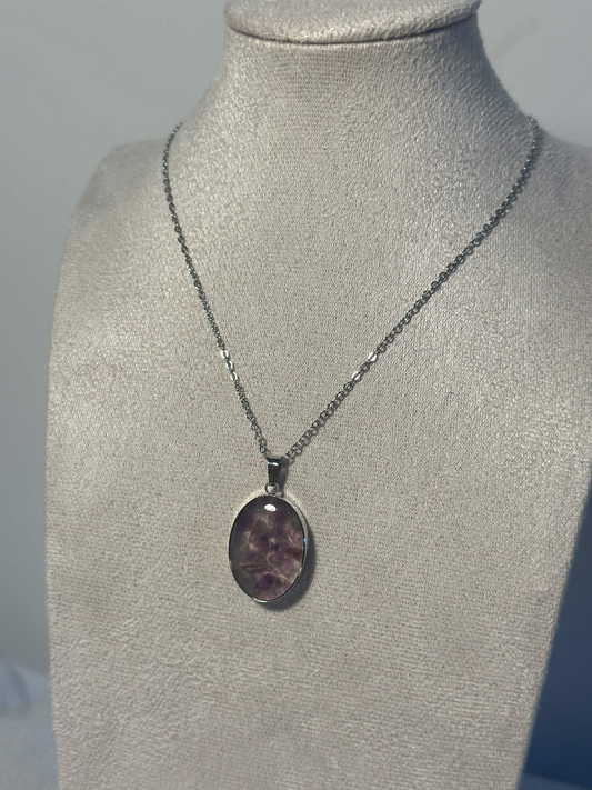 Purple Oval Stone Necklace