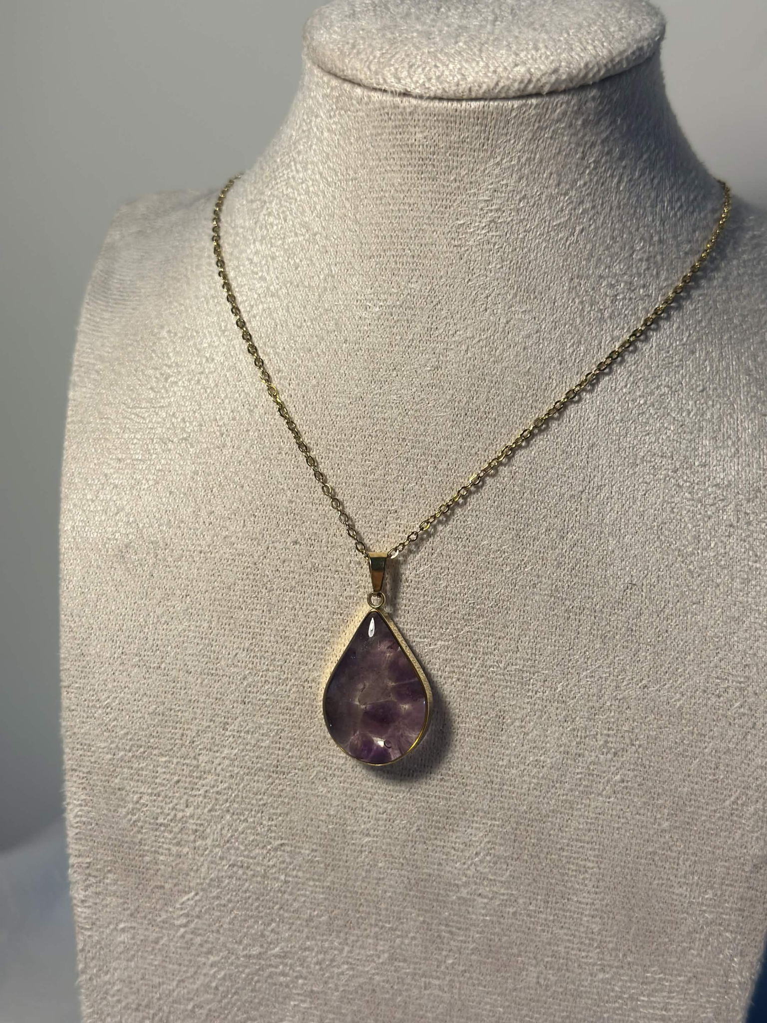 Purple Teardrop Stone Necklace
