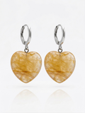 Golden Rutilated Quartz Heart Earrings