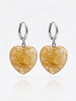 Golden Rutilated Quartz Heart Earrings