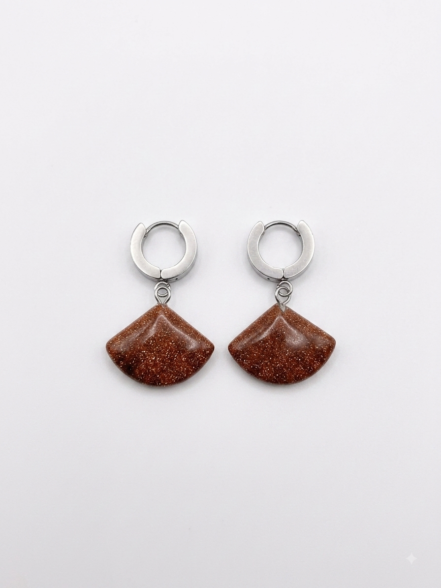 Goldstone Fan Earrings