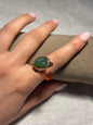 Green Stone & Amber Copper Ring